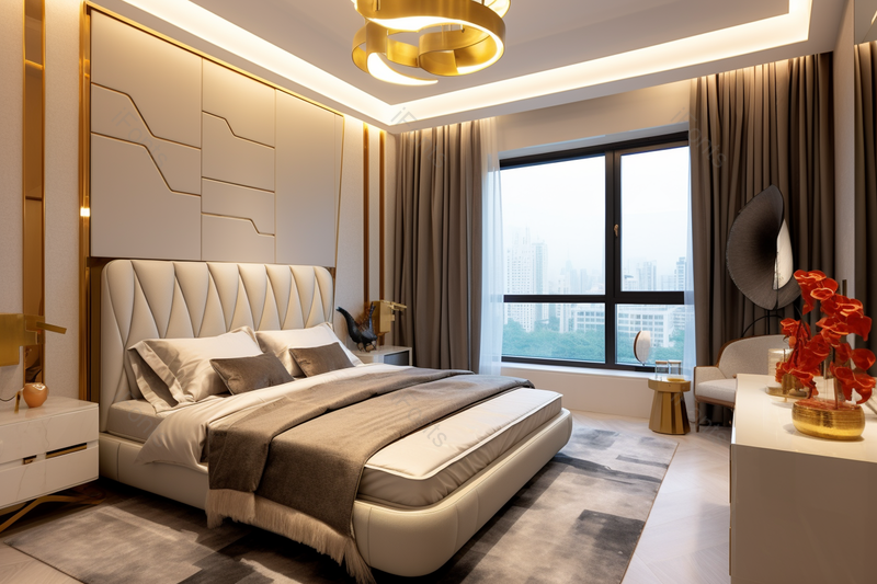 样板间卧室双人床温馨的装饰室内摄影家装背景,高清,摄影图,摄影图片,图片大全,摄影图免费下载